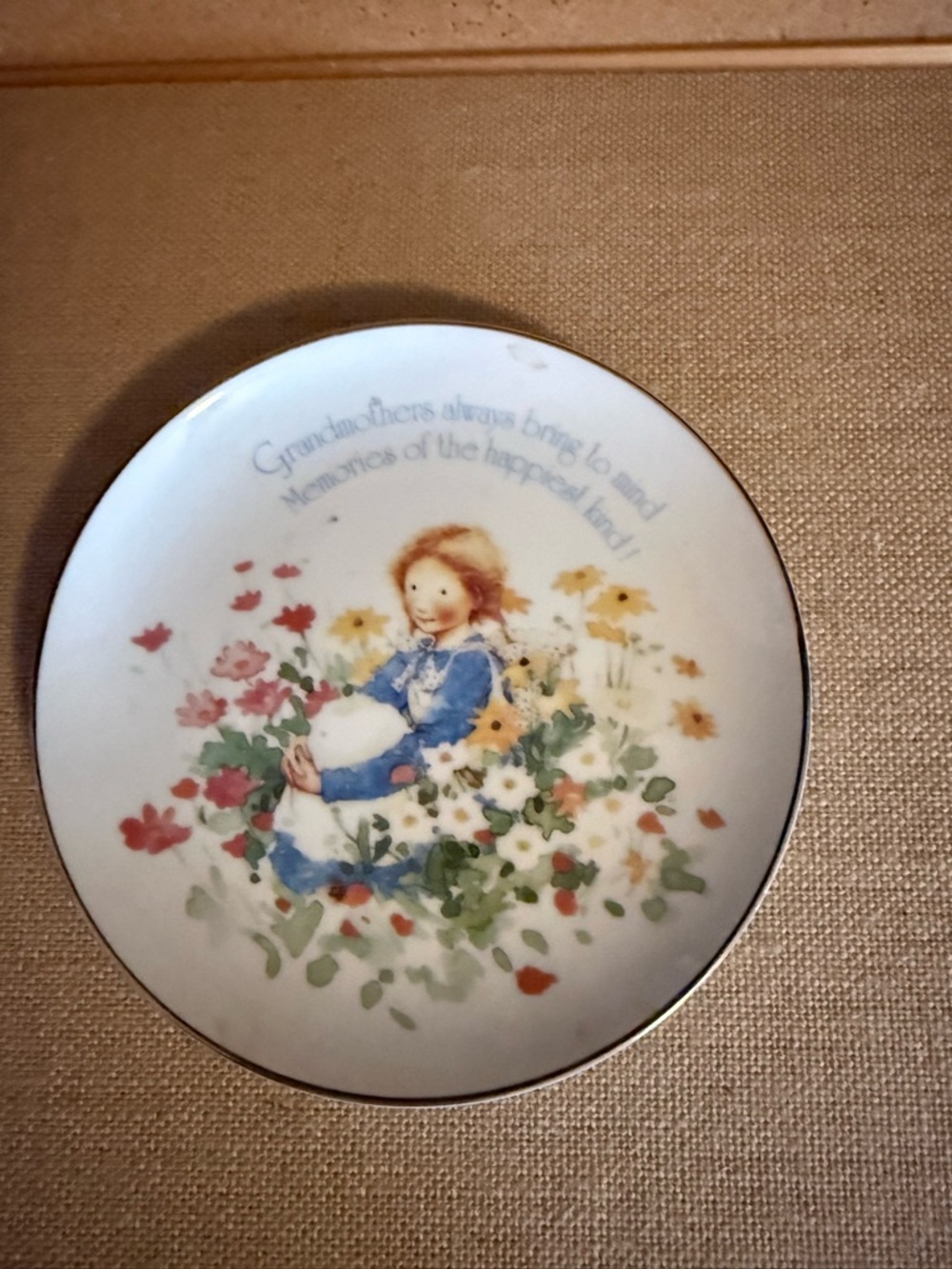 Decorative Floral Girl Porcelain Wall Plate - Blue and White